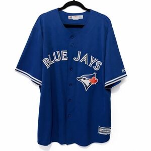 Majestic Toronto Blue Jays MLB Jersey Mens 2XL Blue Cool Base Button Up Baseball